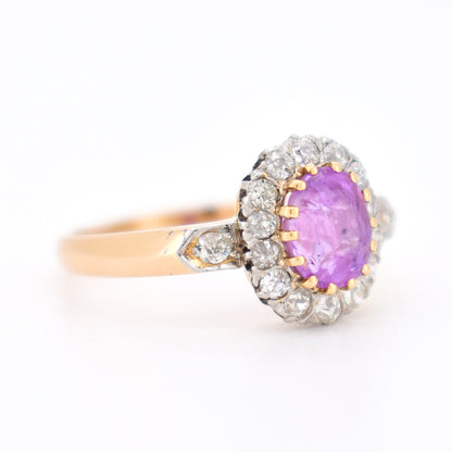 pink sapphire and diamond ring, belle époque (2)