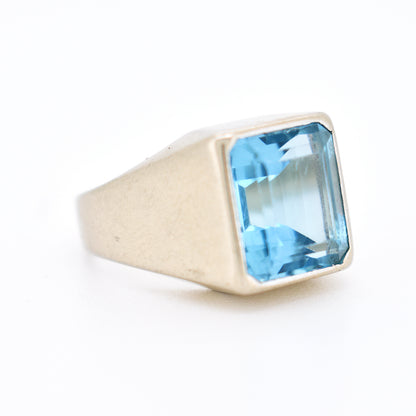 bague chevalière vintage aigue-marine (1)