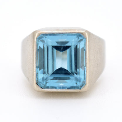 bague chevalière vintage aigue-marine