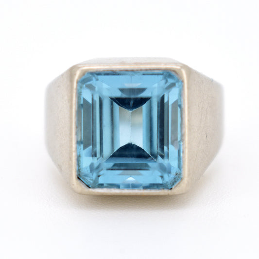 bague chevalière vintage aigue-marine