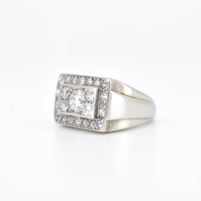 bague Chevalière Art Déco diamants 1