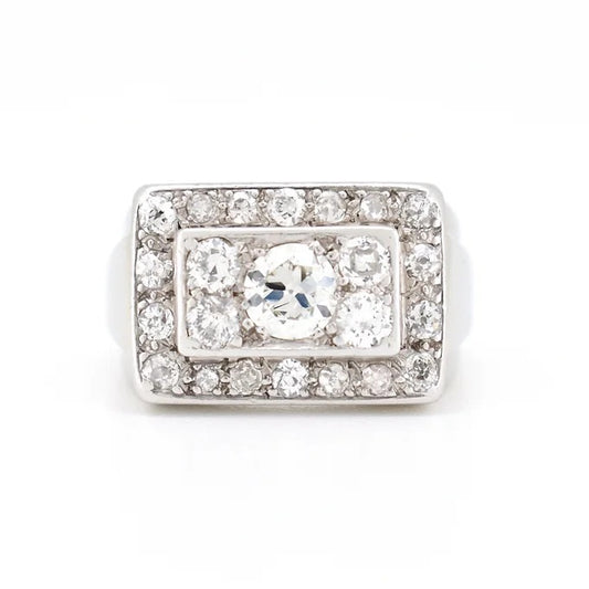 bague Chevalière Art Déco diamants 7