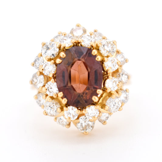 bague cocktail vintage tourmaline diamants