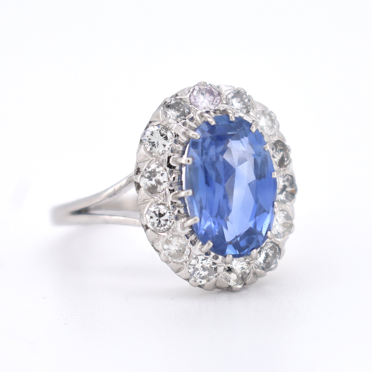 bague pompadour saphir ceylan et diamants, vintage 6