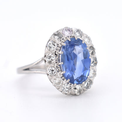 bague pompadour saphir ceylan et diamants, vintage 6