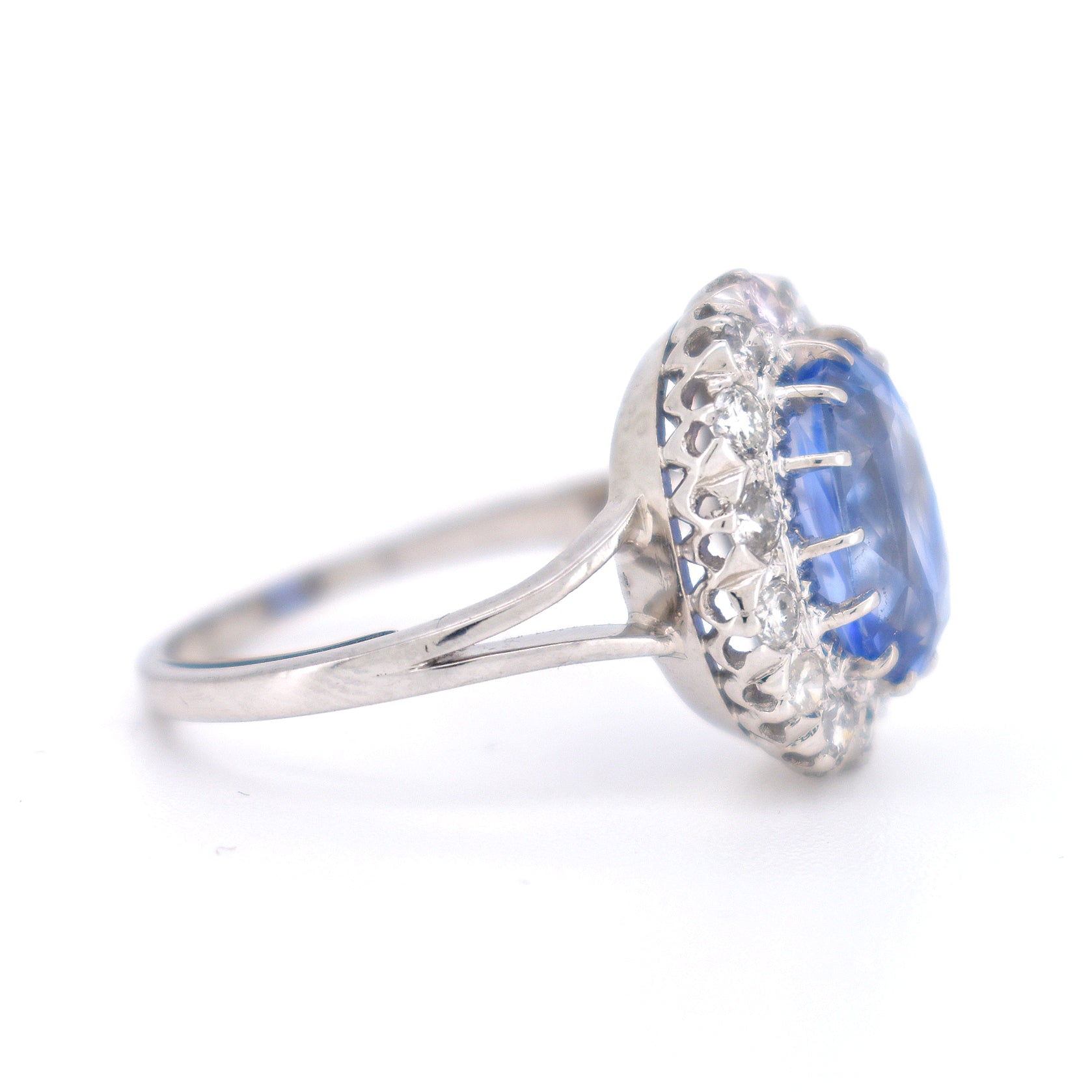 bague pompadour saphir ceylan et diamants, vintage 5