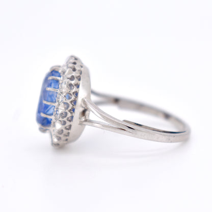 bague pompadour saphir ceylan et diamants, vintage 3