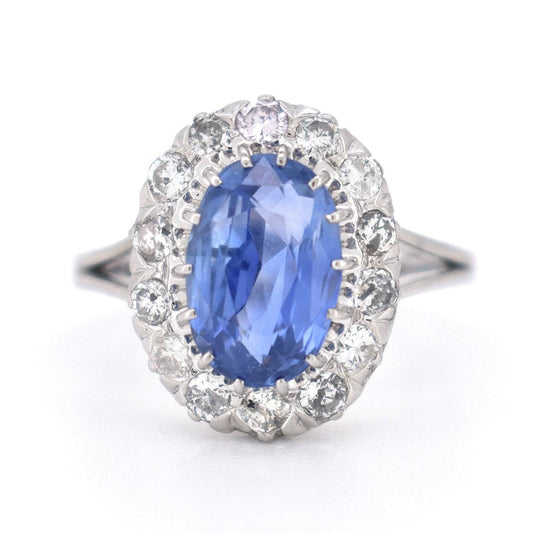 bague pompadour saphir ceylan et diamants, vintage 2