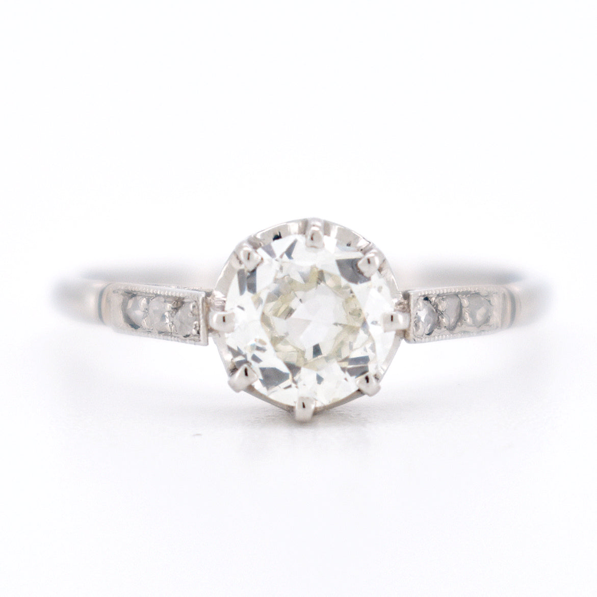 solitaire faceted diamond engagement ring for women