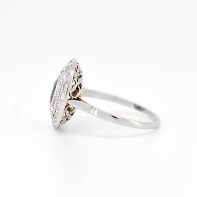 bague double halo art déco saphir diamants 3