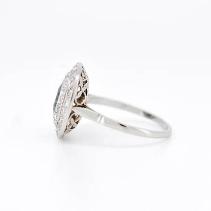 bague double halo art déco saphir diamants 3