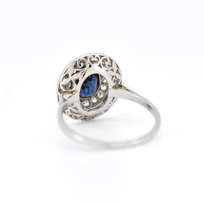 bague double halo art déco saphir diamants 4