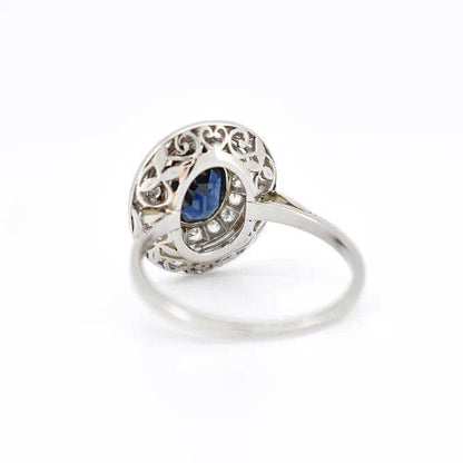 bague double halo art déco saphir diamants 4