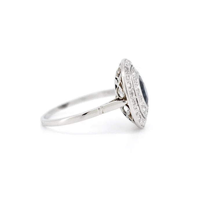 bague double halo art déco saphir diamants 6