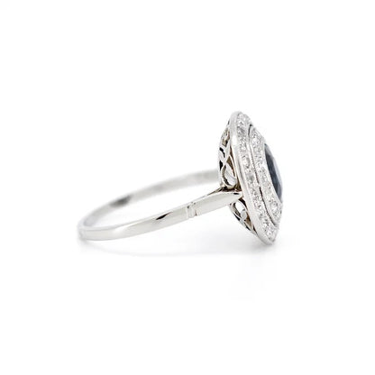 bague double halo art déco saphir diamants 6