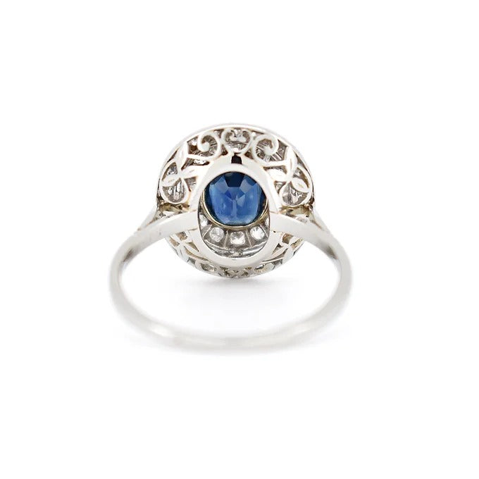 bague double halo art déco saphir diamants 7
