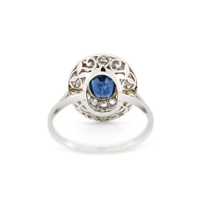 bague double halo art déco saphir diamants 7