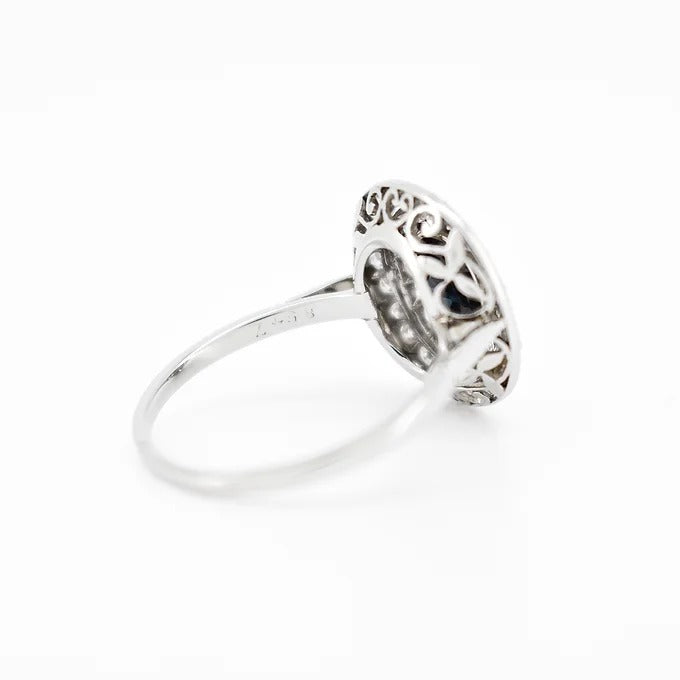 bague double halo art déco saphir diamants