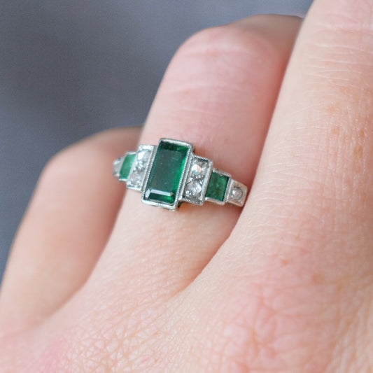 bague emeraude diamants art deco 2