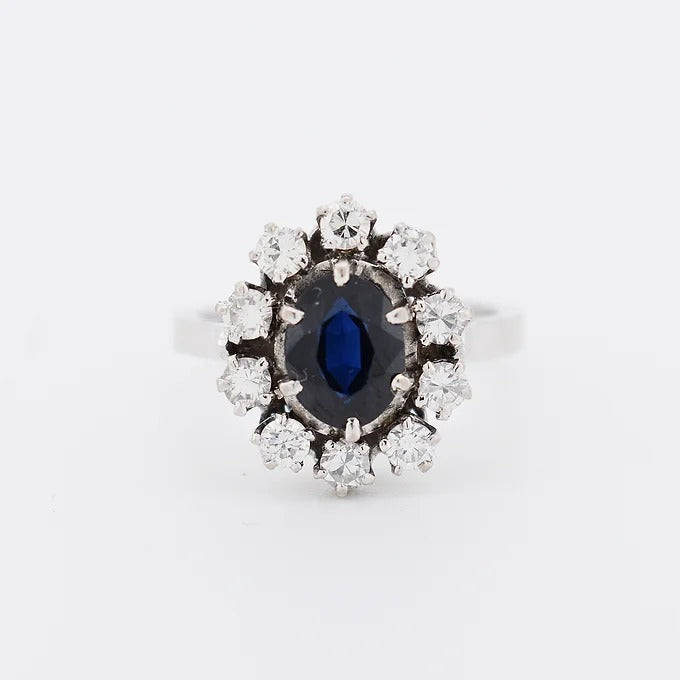 bague fleur or saphir diamants