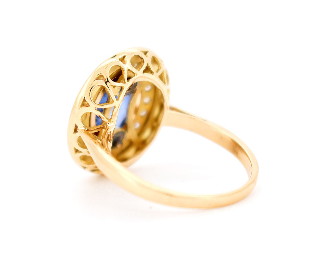 bague halo rétro or diamants saphir ceylan cote 3
