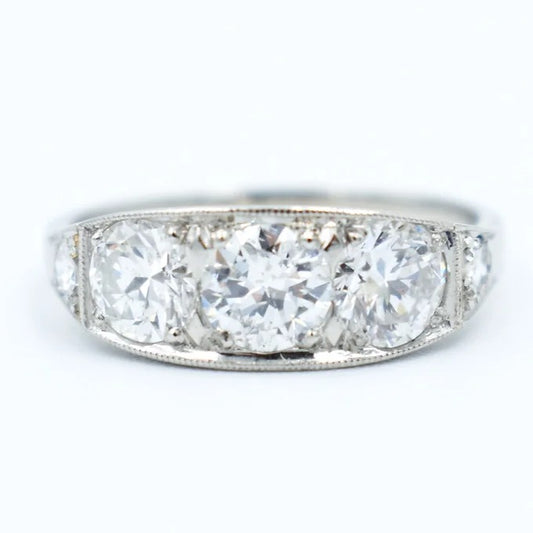 bague jarretiere art deco platine diamants