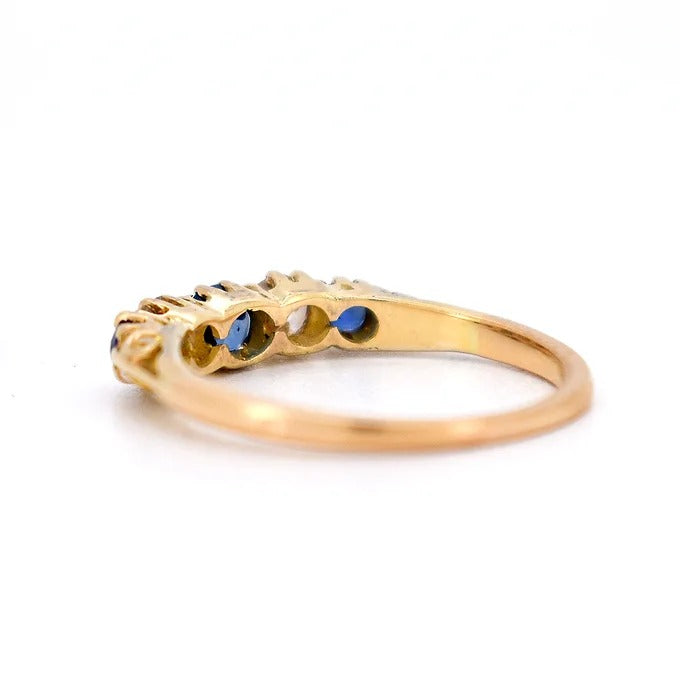 belle époque garter ring, gold sapphires diamonds 10