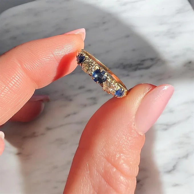 belle époque garter ring, gold sapphires diamonds 5
