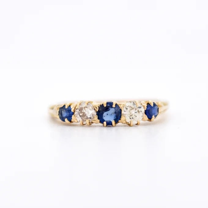 belle époque garter ring, gold sapphires diamonds 9