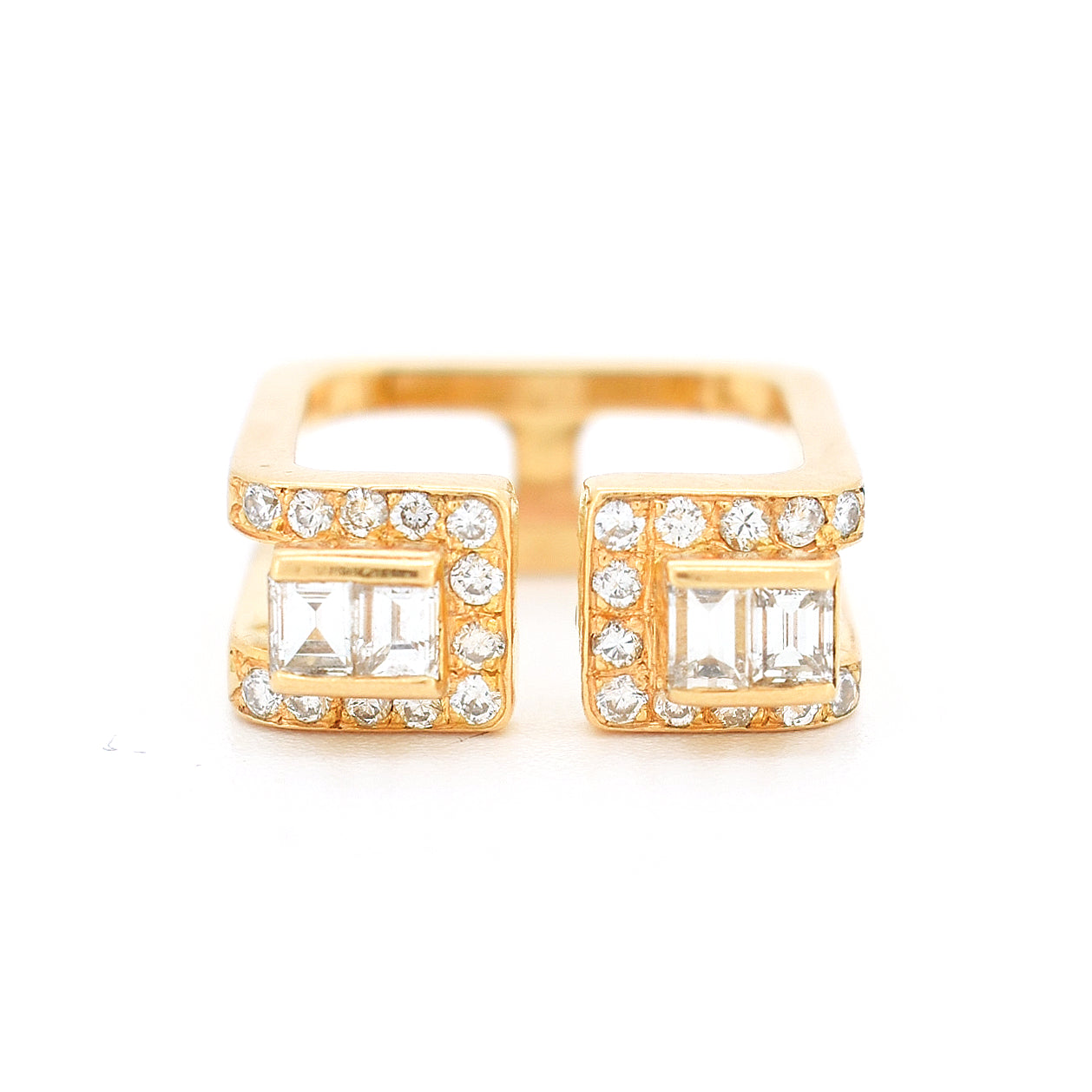 bague jean vendôme carré or 18 carats et diamants, de face