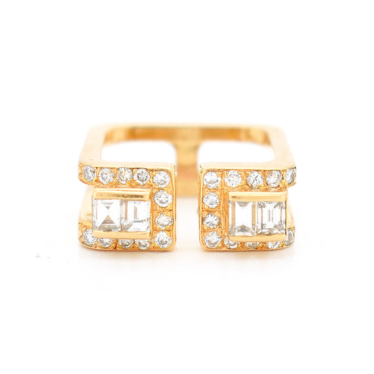 bague jean vendôme carré or 18 carats et diamants, de face
