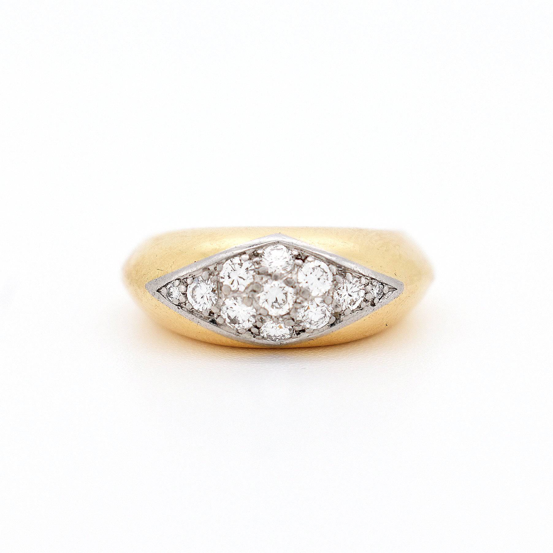 bague jonc oj perrin or diamants femme, face