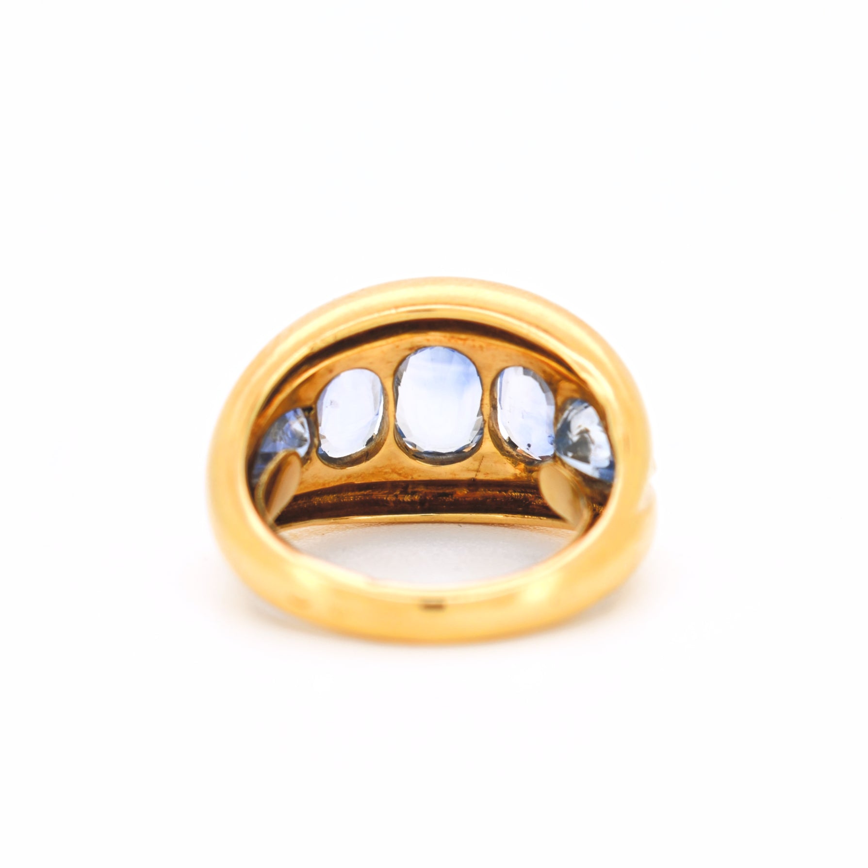 bague jonc vintage or 18 carats et 5 saphirs naturels d'arrière