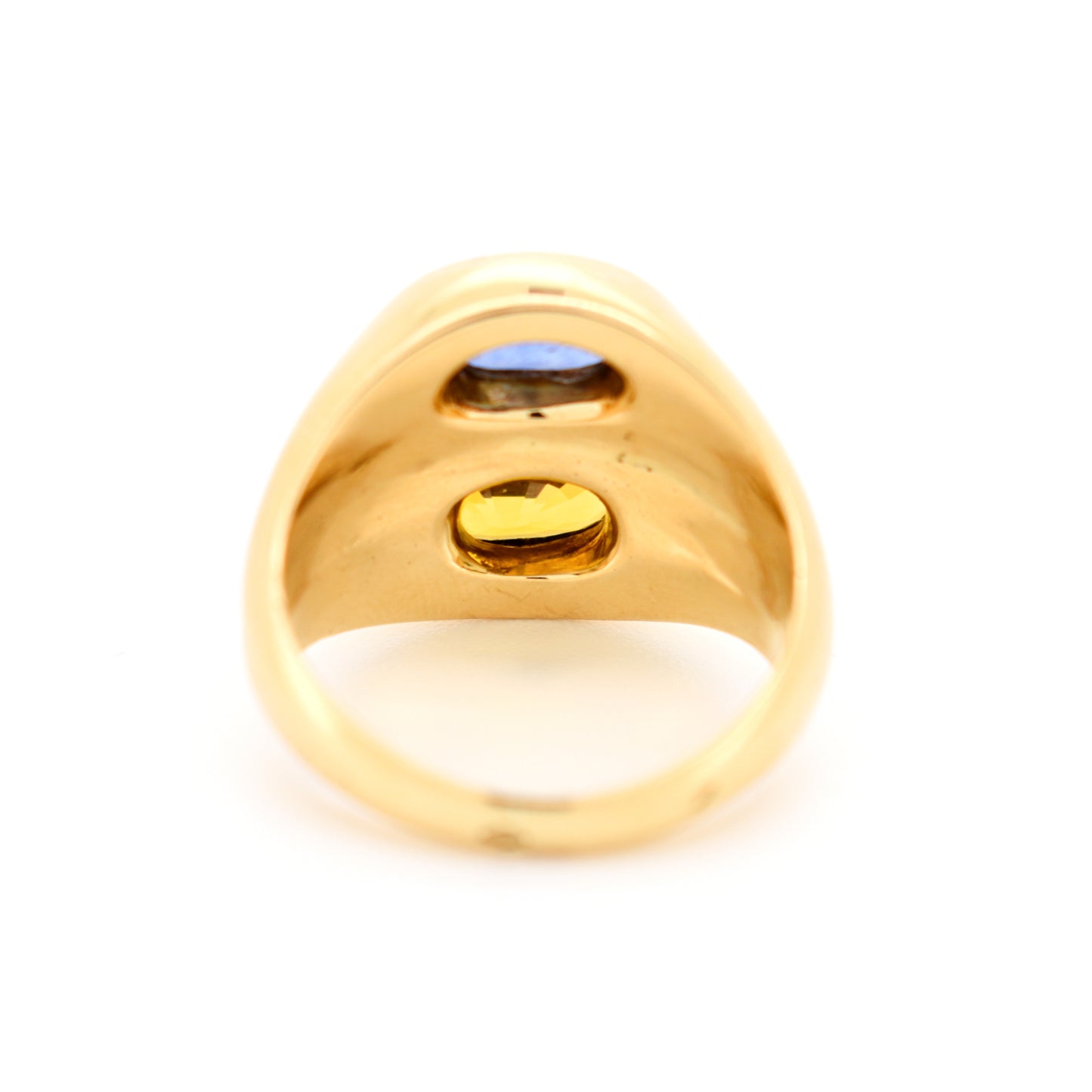 bague jonc vintage or 18 carats saphir bleu et jaune style bulgari, arrière