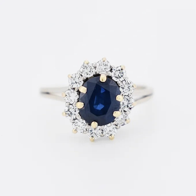 bague marguerite moderne or saphir diamants