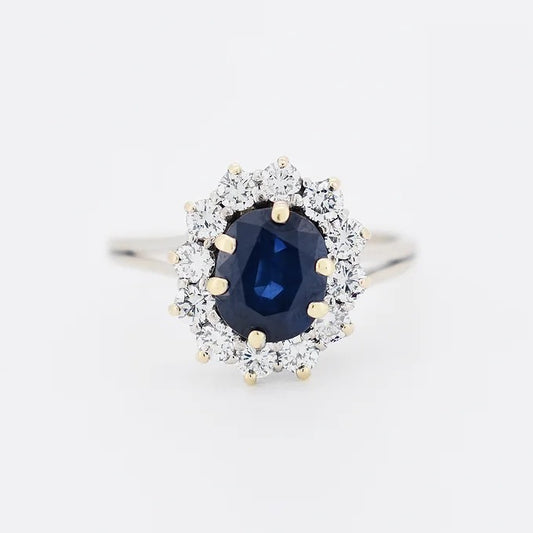 bague marguerite moderne or saphir diamants