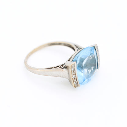 bague or blanc 18 carats topaze et diamants, droit