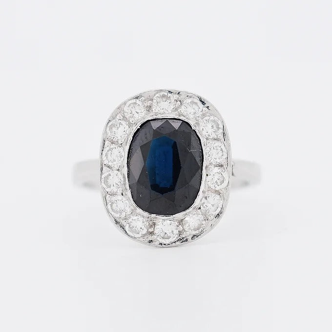 bague platine saphir 2 ct diamants