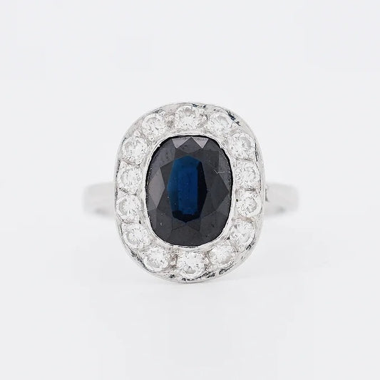 bague platine saphir 2 ct diamants