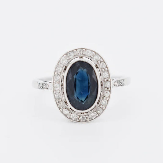 bague pompadour ancienne saphir diamants