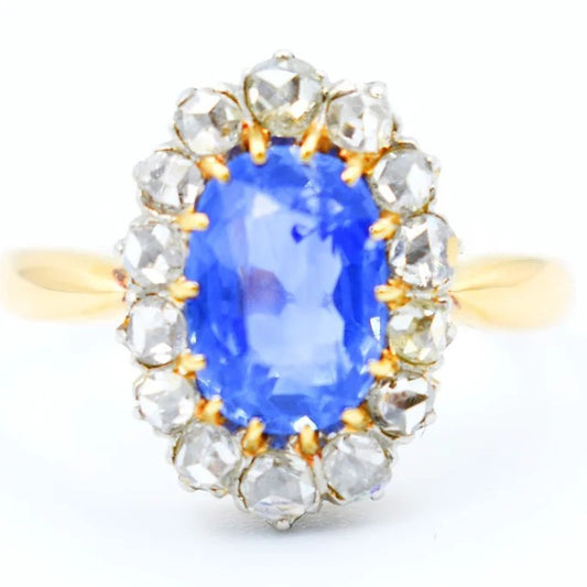 bague pompadour belle epoque or saphir ceylan diamants