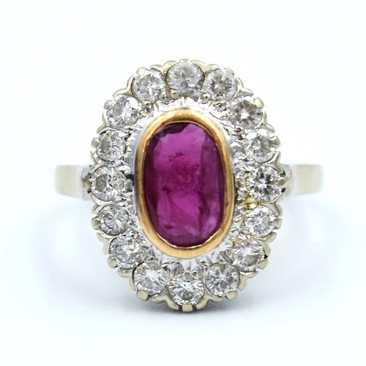 bague pompadour moderne or rubis diamants