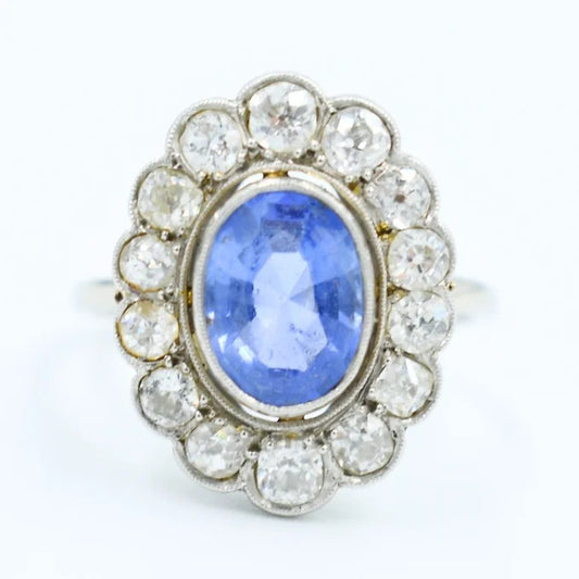 bague pompadour saphir ceylan diamants