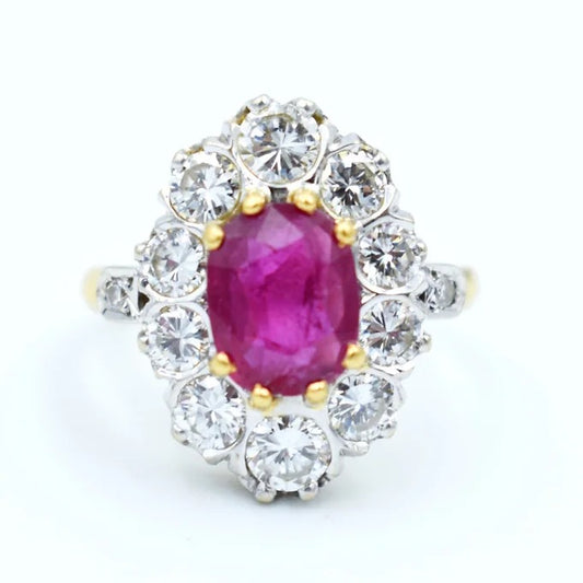 bague pompadour vintage rubis diamants