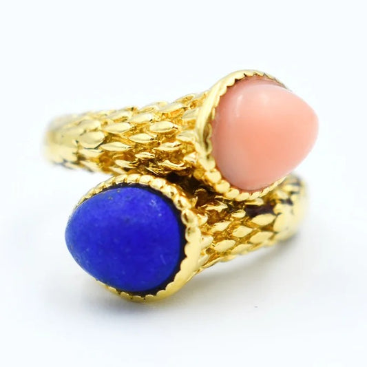 bague serpent boheme or corail lapis