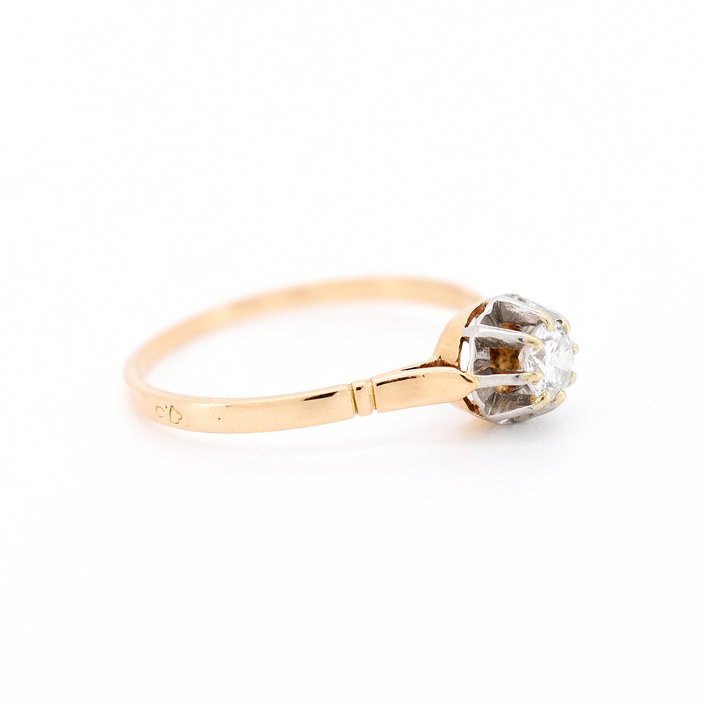 bague solitaire ancien or 18 carats diamants femme fiançailles cadeau, droite