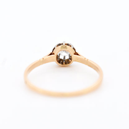 bague solitaire ancien or 18 carats diamants femme fiançailles cadeau, dos