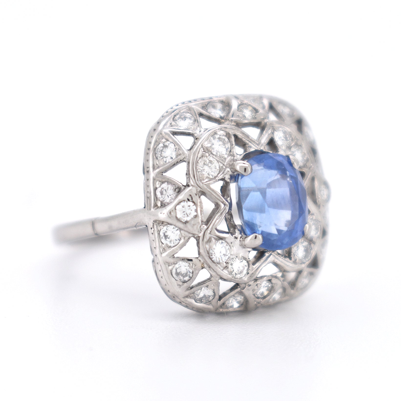 bague vintage saphir diamants, style art deco (2)