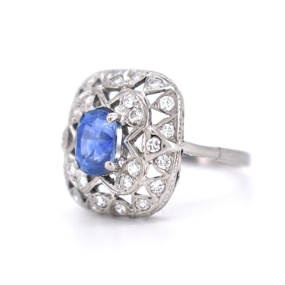 bague vintage saphir diamants, style art deco (8)