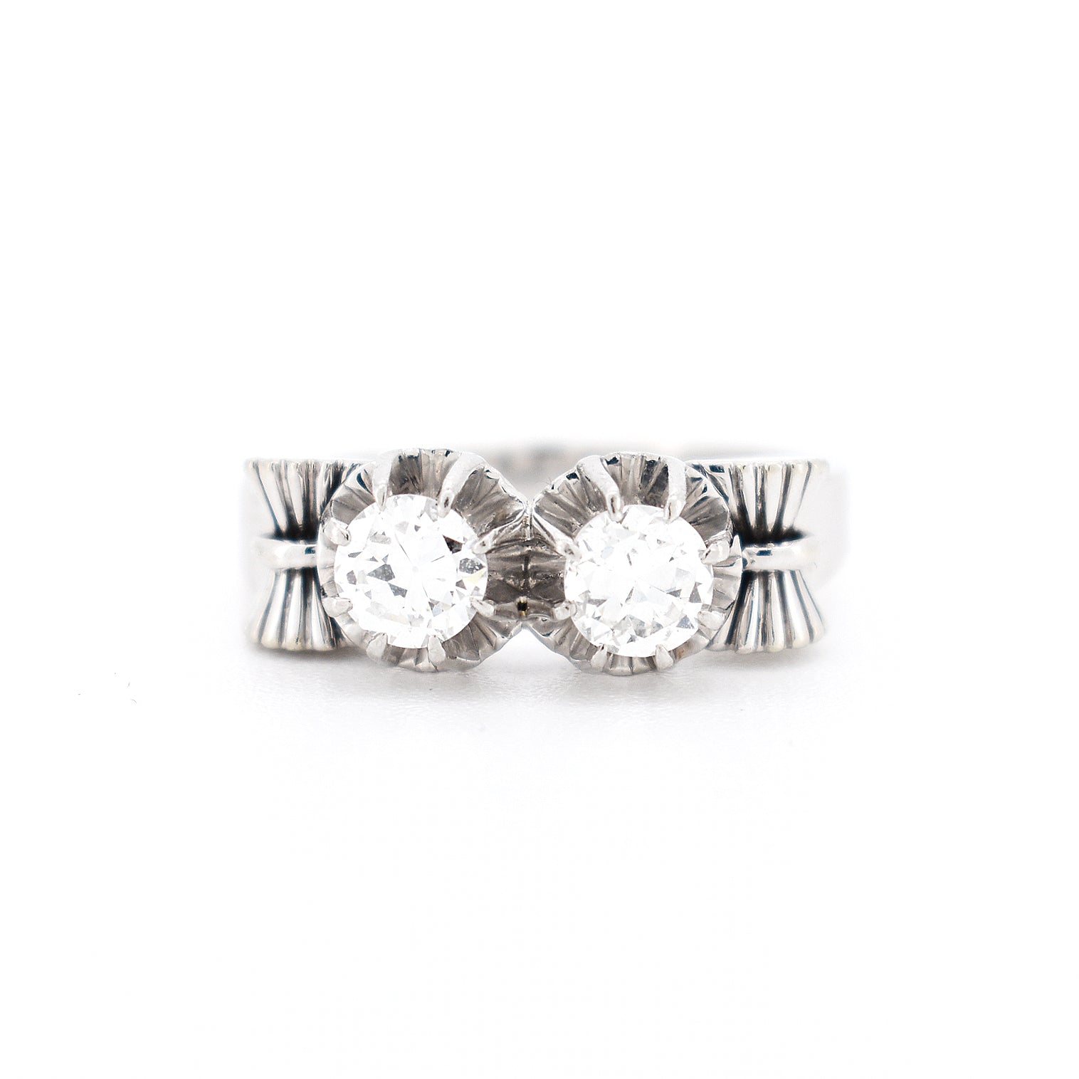 bague toi et moi rétro deux diamants